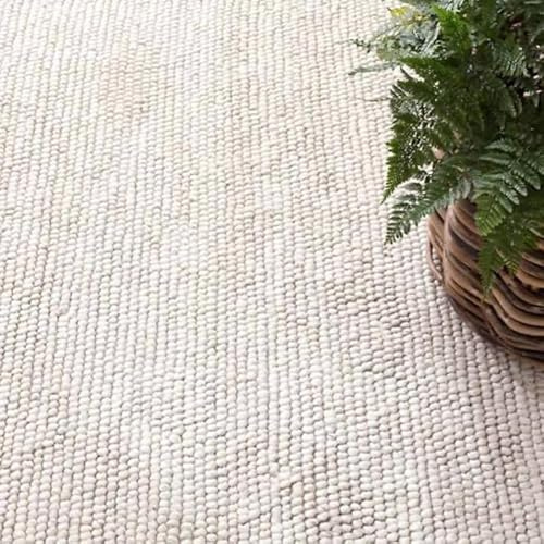 Scandilivin Homes 100% Wool Hand Woven Knit Popcorn Rug (8'x10' - Ivory)