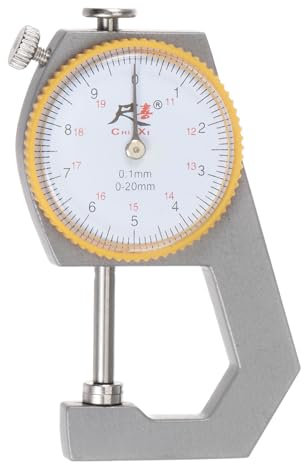 QUARKZMAN Esfera Grosor Calibre 0-20mm | 0.01mm Mecánico Grosor Probador Calibre Plana Cabeza para Medida Cuero, Papel, Chapa Metal
