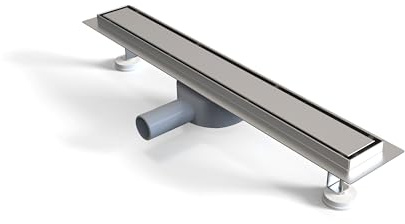 DUCHA CASA Desagüe lineal de ducha de acero inoxidable plano con Rejilla y panel largo invisible de canaleta de suelo de baño (80cm, Alicatable 360°)