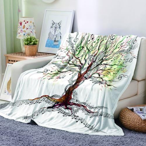 EHOMERY Couverture De Voyage Couverture Gaze De Coton Couvertures De Voyage Lot de Couvertures De Demenagement Grand Arbre Usine Couverture De Printemps Vert 150x130cm