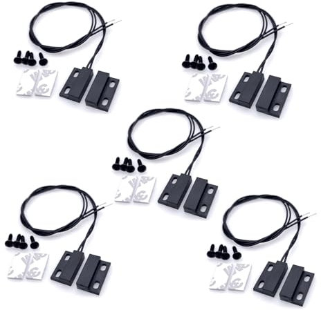 JZK 5 set Allarmi con sensore di contatto di sicurezza cablato Cancello per finestra Normale chiuso Interruttore reed magnetico nero a montaggio superficiale