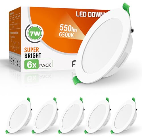 ALUSSO Spot LED Encastrable Extra Plat, 7W 550LM Blanc Froid 6500K, IP44 Pour Salle de Bain, Ultra-mince 30MM, Intégrée AC220-240V Pour Salon, Cuisine, Lot de 6