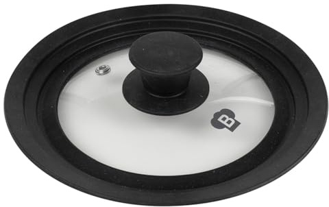 URBNLIVING Universal Silicone & Glass Lid for Cooking Pans, Pots & Skillets Diameter Fits 20/24/28cm - Compatible with Various Cookware Sizes