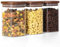 QuaLife 3er Set Vorratsgläser (1000 ml) mit Holzdeckel - Luftdichte Borosilikatglasbehälter - Stapelbare Glasdosen für Spaghetti & Müsli - Quadratische Aufbewahrung