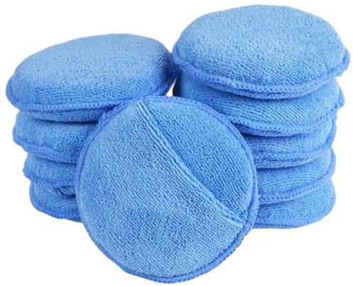 Wachs Applikatorpolster Mikrofaser Handpolierschwamm mit Fingertasche für CARS 10 PCS-Set 5-Zoll-Blau mit Fingerhärmen Handbuch Wachsartefakt Biskuit und Polierwerkzeuge