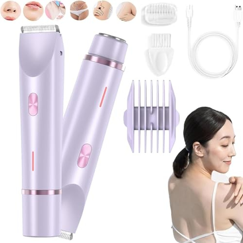 Ezme Razor, The Trimmie 2.0 by Ezme, Ezme Electric Shaver, SilkyGlow Razor, Silkyglow The Ultimate 2-in-1 Body Shaver, 2 in 1 Electric Shaver Razors for Women - Waterproof Wet & Dry (Purple)