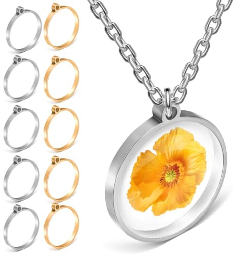 Warmhm 10Pcs Round Open Back Bezel Pendant Frames for Diy Jewelry Making Hollow Resin Craft Charms with Gemstone Base Gold and Silver Mixed