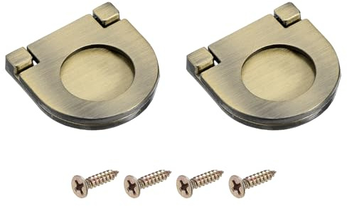 QUARKZMAN 2Pcs Poignée Tirage Encastrée 1.38 Pouce Bronze | Poignée Meuble Encastrée Cachetée, Anneau Tirage Portes Armoire Avec Vis Pour Tiroirs Buffet Commode