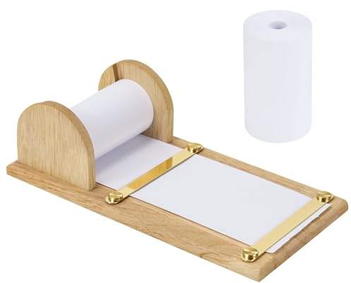 Note Paper Dispenser Desk, 8.5 x 4.4 Inch Rubberwood Memo Roll Holder for Note Taking, with 39ft Note, Desktop Grocery List Sticky Notes Holder for Desk Artwork to-Do Lists