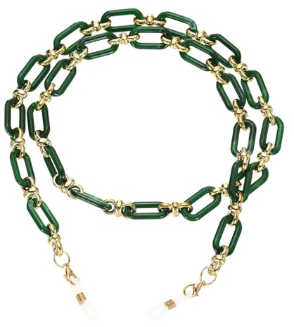 sourcing map Acrylic Glasses Chain, Eyeglass Chain Eyewear Retainer Around Neck Sunglasses Lanyard Eye Glasses Holder Strap Chains for Women Girls, Dark Green
