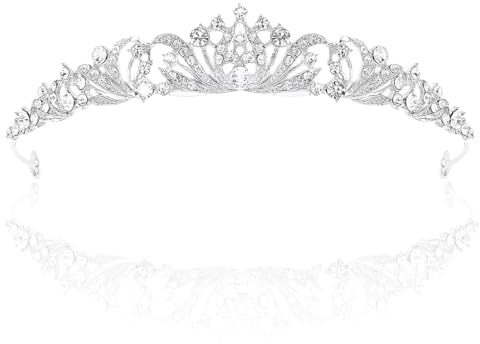 Silberne Strasskrone für Damen, Kristalle Prinzessin Krone, Elegante Krone für Hochzeit, Braut Stirnband Diadem Crown für Mädchen Abschlussball Geburtstag Hochzeit Party (Silber)