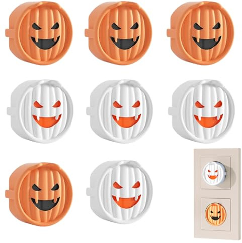 WeddHuis 8 Piezas Cubierta de Enchufe F, Protector de Enchufe de Silicona, Cubierta Decorativa y Antipolvo Resistente al Agua para Cocina/Lavadero (Blanco y Naranja)