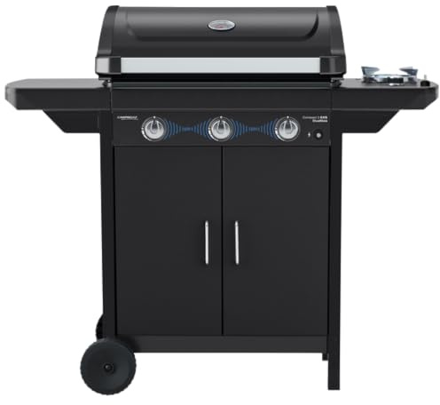Campingaz Barbecue a gas Compact 3 EXS Dualgas con fornello laterale | 7,5 kW | Carrello grill a gas con 3 bruciatori | Sistema a doppia alimentazione: gas naturale e GPL | Coperchio con termometro