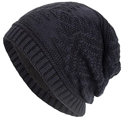 LZPCarra män unisex utomhus mössa stickad mössa vinter varm stickad mössa slip-mössa, marinblå, one size