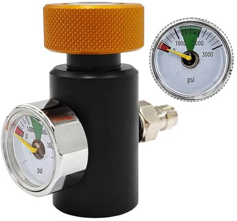 yeeplant Paintball CO2-tank adapter, fjärrfyllningsadapter med 3 000 psi mätare, snabbfyllningskontakt för fjärrsystem, G1/2-14 gänga för dykning och brandbekämpning