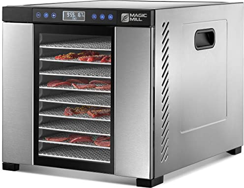 Magic Mill Food Dehydrator Machine | 11 Stainless Steel Trays | Adjustable Timer and Temperature Control | Jerky, Herb, Meat, Beef, Fruits and Vegetables Dryer | Safety Over Heat Protection