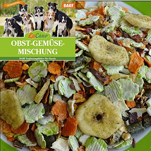 1 kg LuCano Obst + Gemüseflocken ohne Zusatz von Gluten und Getreide | Barf Ergänzung für ausgewachsene Hunde | Hundefutter | Flocken Mix | Gemüse | Barf Futter