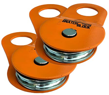 GearAmerica (2PK) Snatch Blocks 9 Ton | Heavy Duty Winch Pulley System for Synthetic Rope or Steel Cable | Triple Winch Capacity, Extend Life, Control Direction of Pull | Off-Road Recovery Accessory