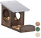 Relaxdays Eichhörnchen Futterhaus, Kobel aus Holz, wetterfestes Metall Dach, zum Aufhängen, Garten Futterstation, braun, Dunkelbraun