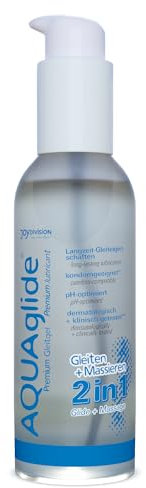 Joydivision AQUAglide 2-in-1, 200ml, Water-Based Massage & Lubricant Gel, Transparent and odorless, Oil-Free & Compatible with Latex Condoms