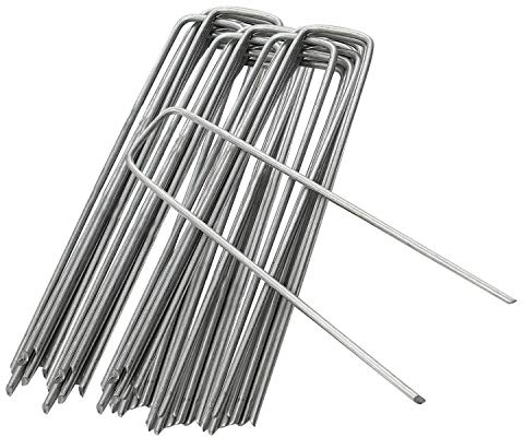 ANSIO Gartenheringe, Heftklammern, U-förmige Nagelstifte, ideal für Unkrautbekämpfung, Membran, Stoff, Kunstrasen, Mattierung, Netz, verzinkt, 150 mm, 20 Stück