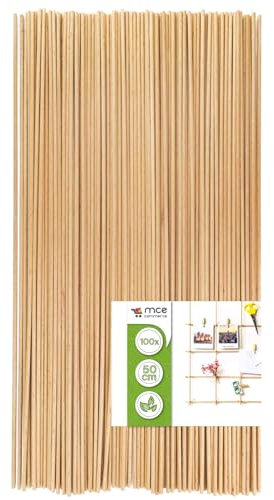 Holzstäbe rund aus Buche natur, Ø 4 mm Länge 50 cm, 100 Stück, Zum Basteln, Modellbau, DIY Handwerk