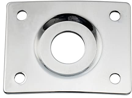 Musiclily Pro Steel Curved Recessed Guitar Jack Socket Plate Rectangle Output Jack Plate for Les Paul LP Tele Style Electric Guitar Bass, Chrome