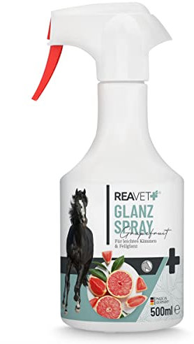 ReaVET Schweif und Mähnenspray für Pferde 500ml - mit Grapefruit Duft, Brillanter Glanz, leichte Kämmbarkeit & Gesundes Fell, Pflegespray für Pferde
