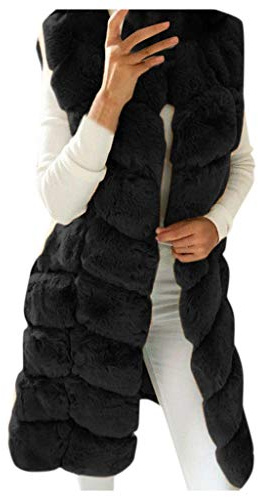 Gilet lungo da donna senza maniche – Gilet trapuntato in pile Teddy – Giacca in pelliccia pelliccia sintetica – Giacca invernale da donna lunga elegante giacca trapuntata cardigan finta pelliccia,