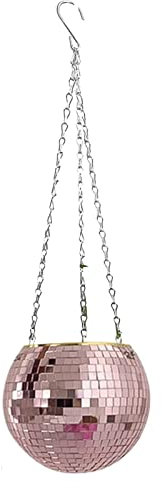 Tumotsit Disco-Kugel-Pflanzgefäß zum Aufhängen | Disco-Pflanzenhalter | Spiegel-Pflanzgefäß, hängende Pflanzgefäße, Blumen-Pflanzgefäß, Blumentopf für Zimmerpflanzen, 6 Zoll