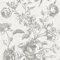 Blumen Tapete Profhome 387001-GU Vliestapete leicht strukturiert à la Toile de Jouy matt creme hell-grau taupe weiß 5,33 m2