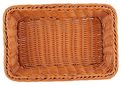 Canasta de Pan Tejida de Ratán de Imitación Rectangular Canasta de Almacenamiento de Frutas de Pan de Alimentos Cestas de Servicio de Alimentos de Mesa Bandejas para Sala de Estar Familiar(XL)