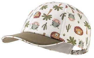 Sterntaler Basecap Tiere - Unisex Schirmmütze aus Flammgarn Jersey mit allover Druck - Sommer Baseball Cap elastisch mit Gummizug - sportive Baby und Kinder Schirmkappe, ecru, Größe 45