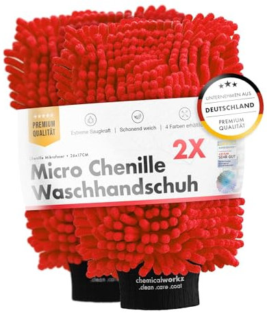 Chemicalworkz® Chenille Wash Mitt (2er Set) - Autowaschhandschuh - extra saugstark, ultraweiche Microfaser - entfernt hartnäckigen Schmutz mühelos - Mikrofaser Auto Waschhandschuh Zottelhandschuh