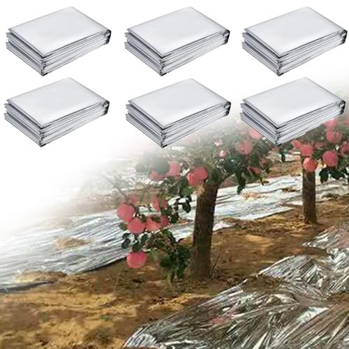 6pcs Film Réfléchissant Pour Plantes PETP Hautement Réfléchissant 210 x 160 cm Argenté Pour Jardin Et Serre Améliore La Répartition De La Lumière Et Des Radiations (A)