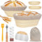 ZgoEC Gärkörbchen für Brot Klappbar, Gärkörbchen Silikon Gärkörbchen Rund 23.5cm und Oval 26cm, Banneton Brotbackkörbe mit Tasche, Gärkorb Brot Oval Sauerteig Startet Set, Bäcker Geschenk(Gelb)