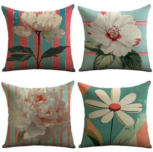 Cuscini Esterno Azzurro Chiaro Federe Cuscini Divano 70x70cm Cuscino Divano Fiore Velluto Copricuscini Decorativi Doppia Faccia Stampa Fodera per Cuscino per Sedia Camera Esterni Giardino JL-171