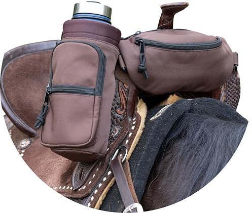 STARKENBURG COMPANY Horse Saddle Pommel Bag & Bottle Holder Set, Saddle Drink Holder, Horse Tack, Horse Gifts, Horse Stuff, Equestrian Gifts, Saddle Accessories