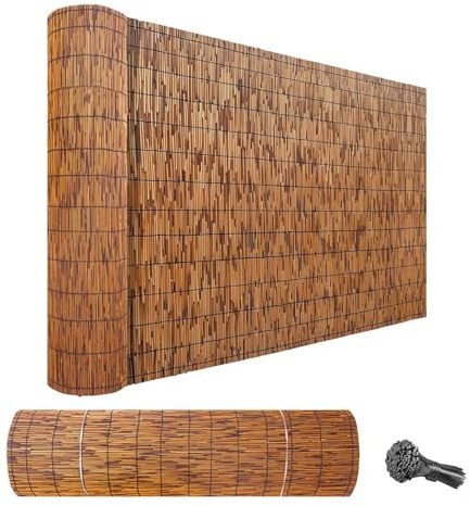 Canne di Bambu per Esterno, Naturale Canne Recinzione, Privacy Bamboo Stuoia, Balcone Recinzione in bambù per Giardino Cortile Piscina Terrazza Recinzioni Decorative(160 * 1500cm)