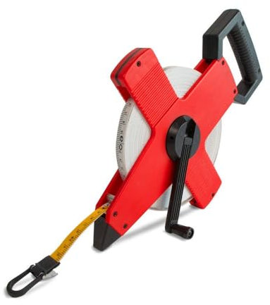 blizz-z Profi Rollbandmaß Länge 50 m x 13 mm (Glasfaserband) | doppelseitiges Bandmaß mit langlebigen Gehäuse für Innen und Außenbereich