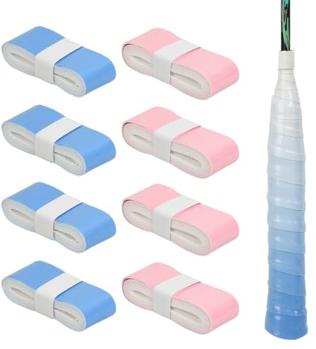 AIOUHMYM 8 Pcs Tennis Racket Grip Tape Gradient Colors, PU Badminton Racket Grip Tapes, Anti Slip Absorbent Tennis Racquet Grips Tape Overgrip Handle Grips for Badminton Squash Racquet