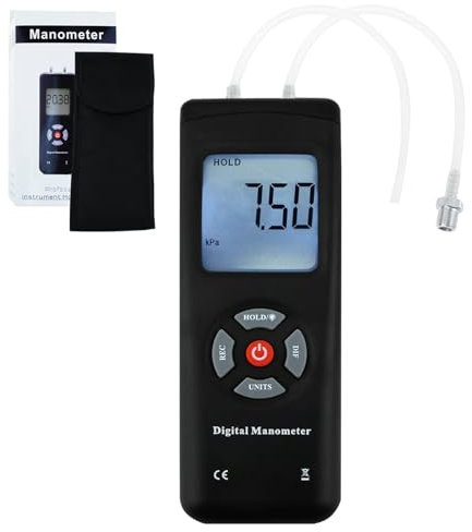 Digital Manometer Luftdruck-Messgerät Gasdruckmessgerät mit hoher Genauigkeit 11 Einheiten Speichern oder Halten Hintergrundbeleuchtung