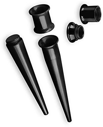 Piersando Dehnungsstab Ohr Piercing Dehnstift Dehner Ohrdehner Dehnstab Flesh Tunnel Plug Expander Taper Stab Gerade 6mm Schwarz