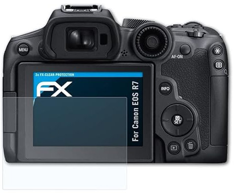 atFoliX Schutzfolie kompatibel mit Canon EOS R7 Folie, ultraklare FX Displayschutzfolie (3X)