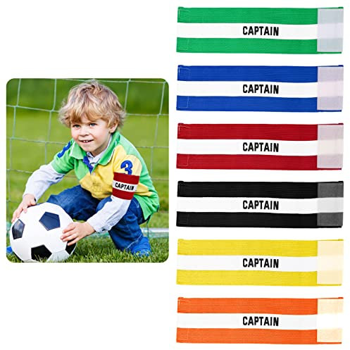 6 Stück Kapitänsbinde Kinder, einstellbare Fussball Armband für Erwachsene, Unisex Klettverschluss Arm Bands für mehrere Sportarten Fußball Hockey Rugby Netball