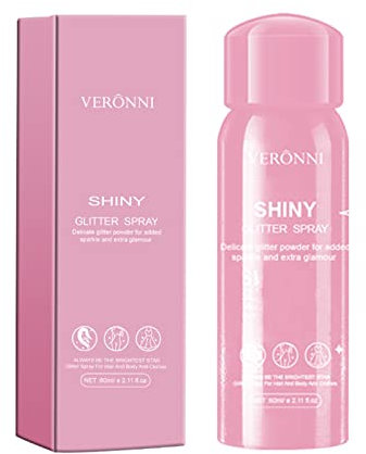 Glitter Spray, MKNZOME Glitzer Spray Haare und Körper Glitzerspray Langlebiges Body Glitter Make-up Geschenk für Frauen Mädchen Gesicht Haare Körper Kleidung Nagelkunst Handwerk