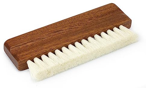 Dynavox spazzola per dischi in vinile ZB110, spazzola di pulizia per vinili con setole in pelo di capra per una pulizia delicata, manico in legno massello, legno di sapelli
