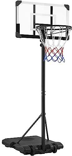 Yaheetech Panier de Basket Portable Réglable en Hauteur 216-246 cm Panier de Basket Extérieur/Intérieur Noir et Blanc