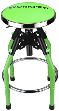 WORKPRO Garage Bar Stool, Heavy Duty Adjustable Hydraulic Shop Stool, 29in to 33. 86in, 330-Pound Capacity, Green