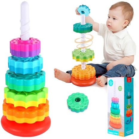 71Nmly Arc-en-Ciel Empileur Jeu de Motricité Jouet 1 an Sensoriel Eveil Jouets d'apprentissage Précoce Jouet à Empiler Jeux Éducatifs pour Bébé Éducatif Cadeau Enfant 12 18 Mois